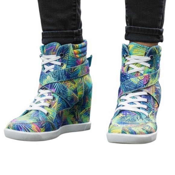 Madonna Material Girl Wedge Sneakers Sz 7 Tropical Coconut Girl Festival Shoes - Picture 15 of 16